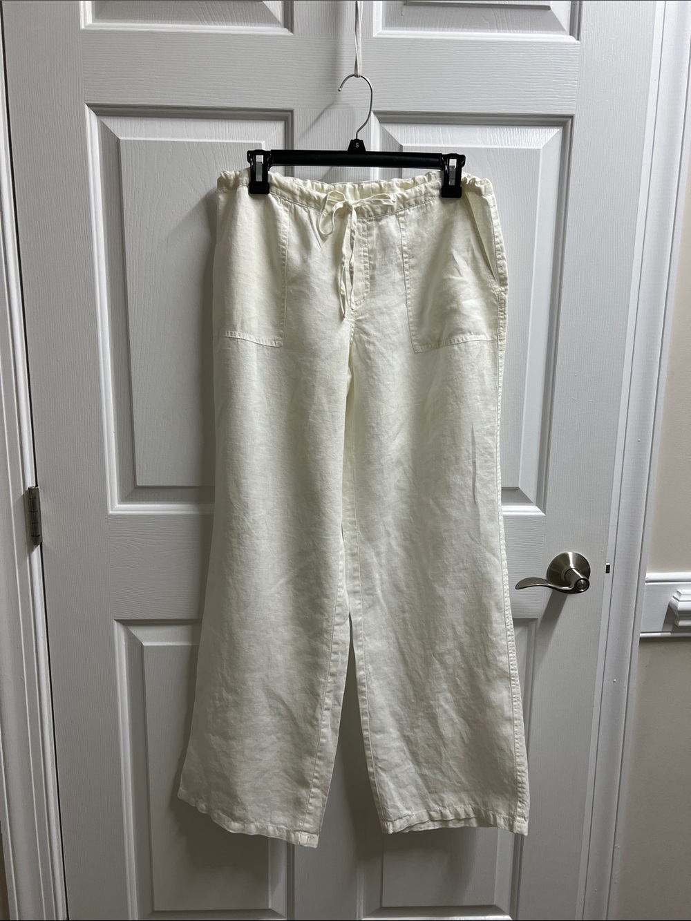 LONDONJEAN Relaxed linen Drawstring Trousers beach Cream off white ivory 8